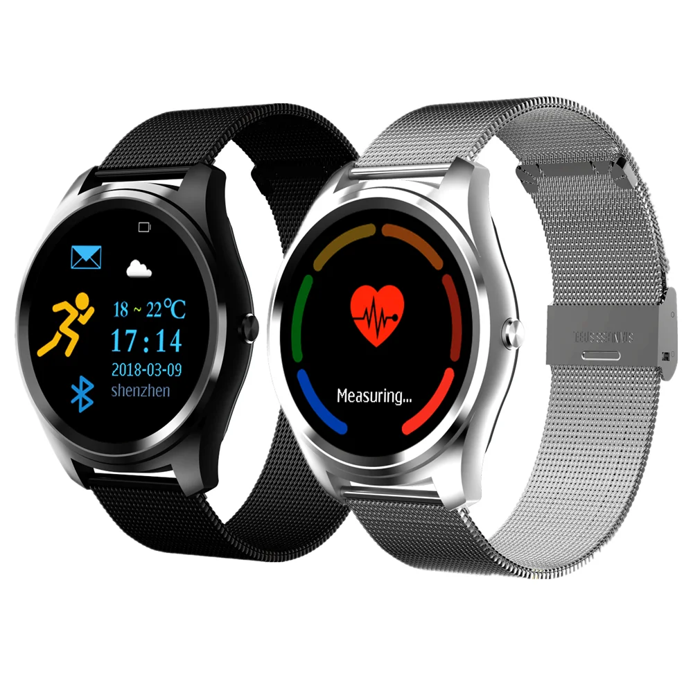 smartwatch with stainless steel strap