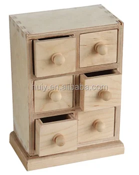 Multi Use Unfinished Wood Treasure Chest Of Drawer For Sale