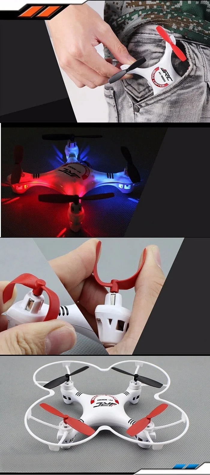 Cheap Jjrc Jj1000 Mini Quadcopter Nano Headless Drone Long Range 2.4g 6 Axis Gyro Rtf Rc Drones