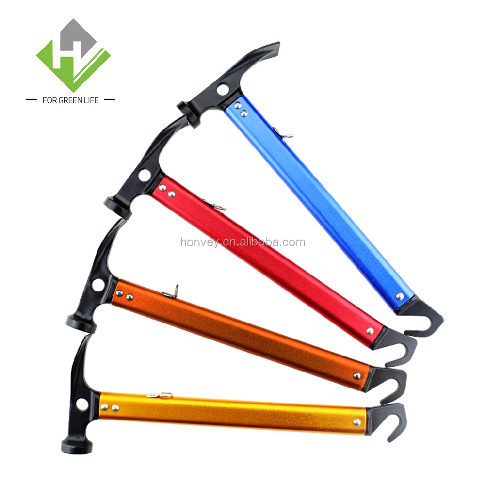 

Outdoor Camping Tent Peg Stake Hammer Nail Puller Extractor Multifunctional Tool With Aluminum Handle, Blue/yellow/red/orange