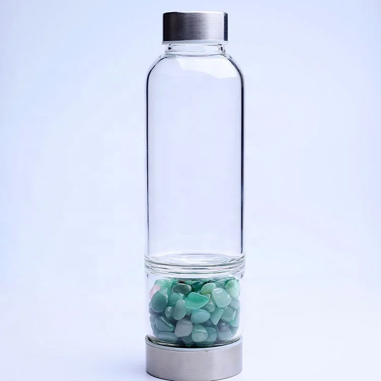 
Healing Gemstone Glass Bottle Crystal Water Bottle Rose Quartz Amethyst 
