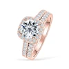 Real Rose Gold plated 925 sterling silver halo engagement ring stackable wedding ring set for Bridal