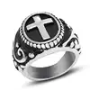 Cdge Jewelry Men's Stainless Steel The Cross HD Motor Biker Ring with color Silver Gold Black