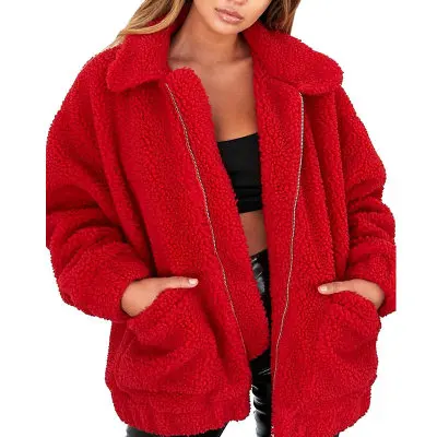 

Elegant Faux Fur Coat Women 2018 Autumn Winter Warm Soft Zipper Fur Overcoat Casual Outerwear, As shown