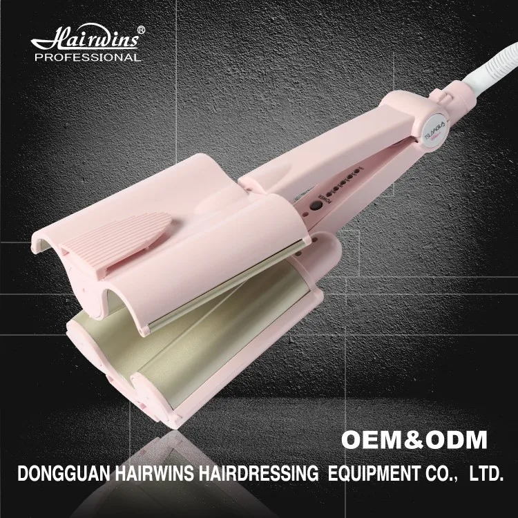 
Private label large wave pink ceramic magic hair curler egg tongs electric curling iron professional salon equipment 