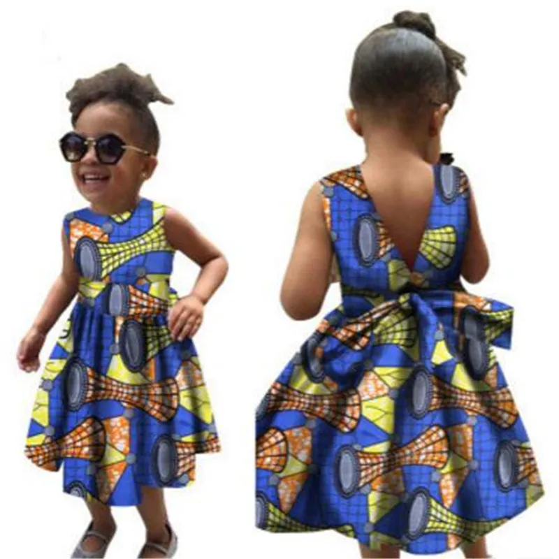 tribal ethnic fit flora print fashion clothing cotton wax baby kids princess girl ball gown swing African Dashiki dresses