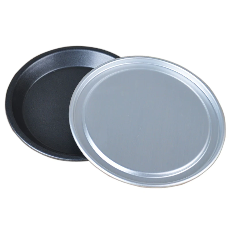 

Non-stick 6/7/8/9/10/11/12 inch Aluminium steel Pizza baking pan aluminium baking tray with lid, Black