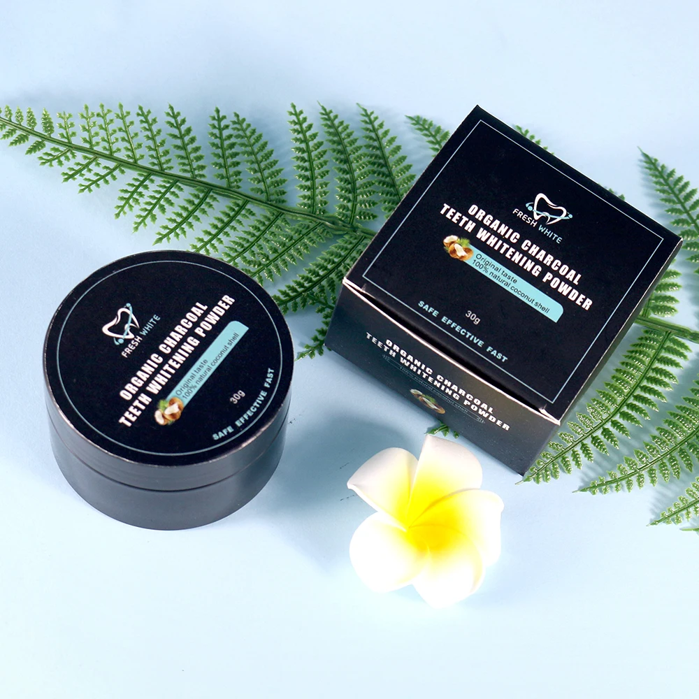 

Free design custom natural home organic charcoal teeth whitening powder kit private logo, Black