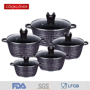 Image of 10pcs die casting ceramic coating induction bottom cookware set