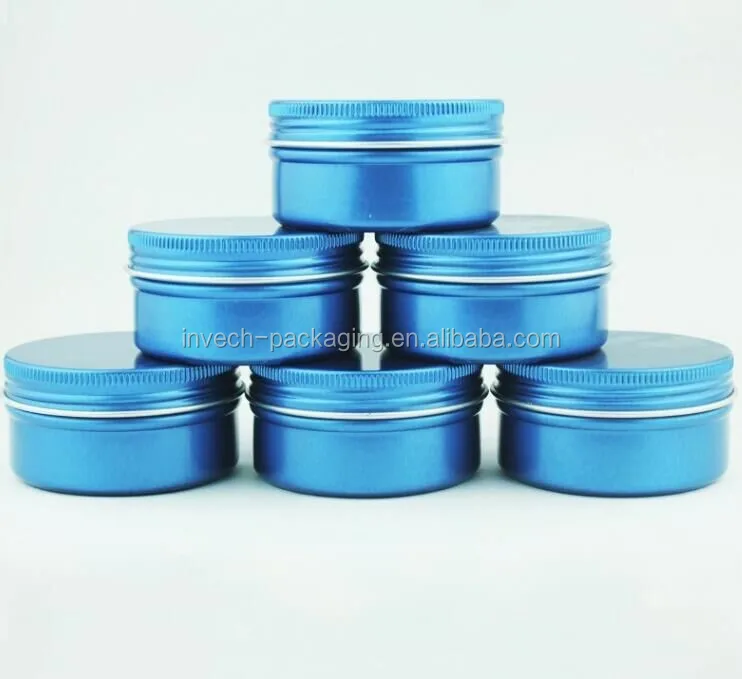 Blue Aluminum Screw Tin Containers For Moustache Wax/beard Balm Tin Jar,Printing Aluminum