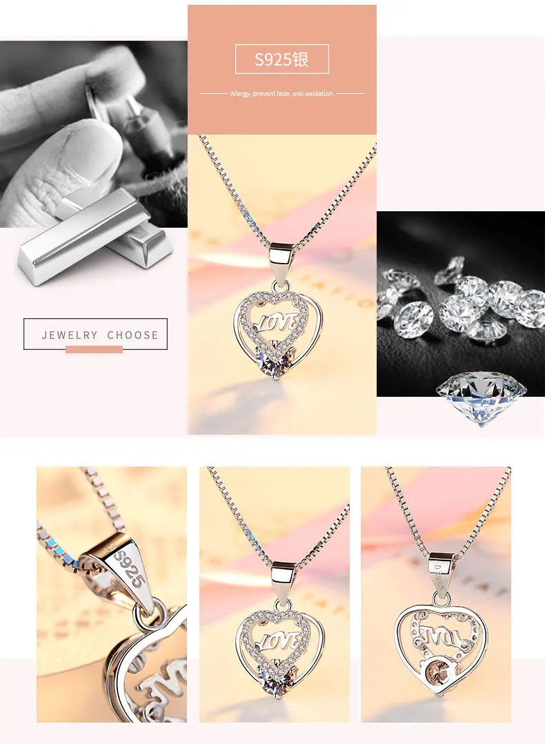 Fashion Necklace Heart Gold Sliver Hollow Simple Jewelry For Women Wedding Gift 