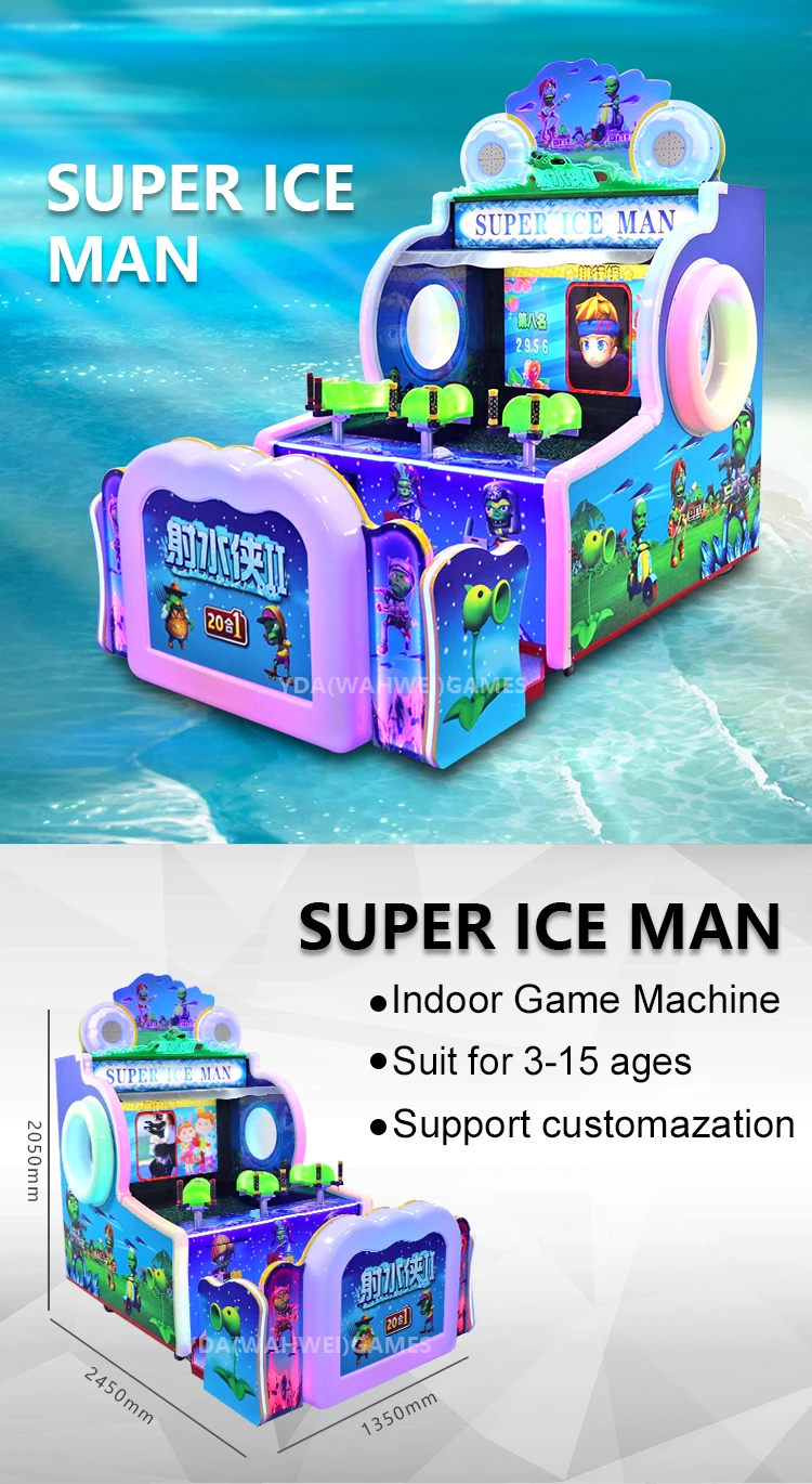 Super Ice Man Water Shooting Arcade Game Machine And Attractive Video