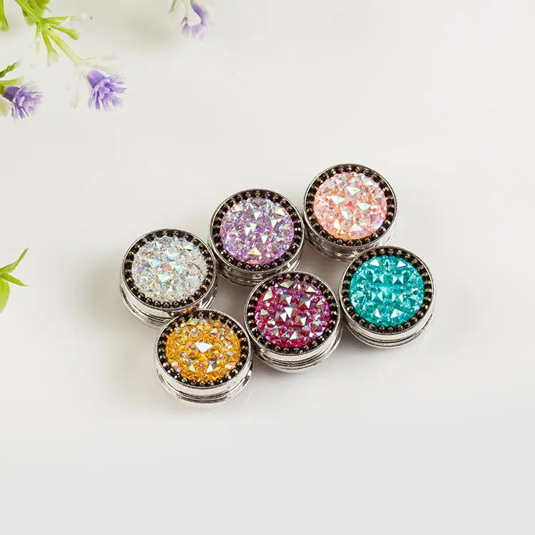 

2019 Hot Selling Fashion Jewelry Double Magnet Muslim Scarf Pin Hijab Accessories Round Small Magnet Brooch