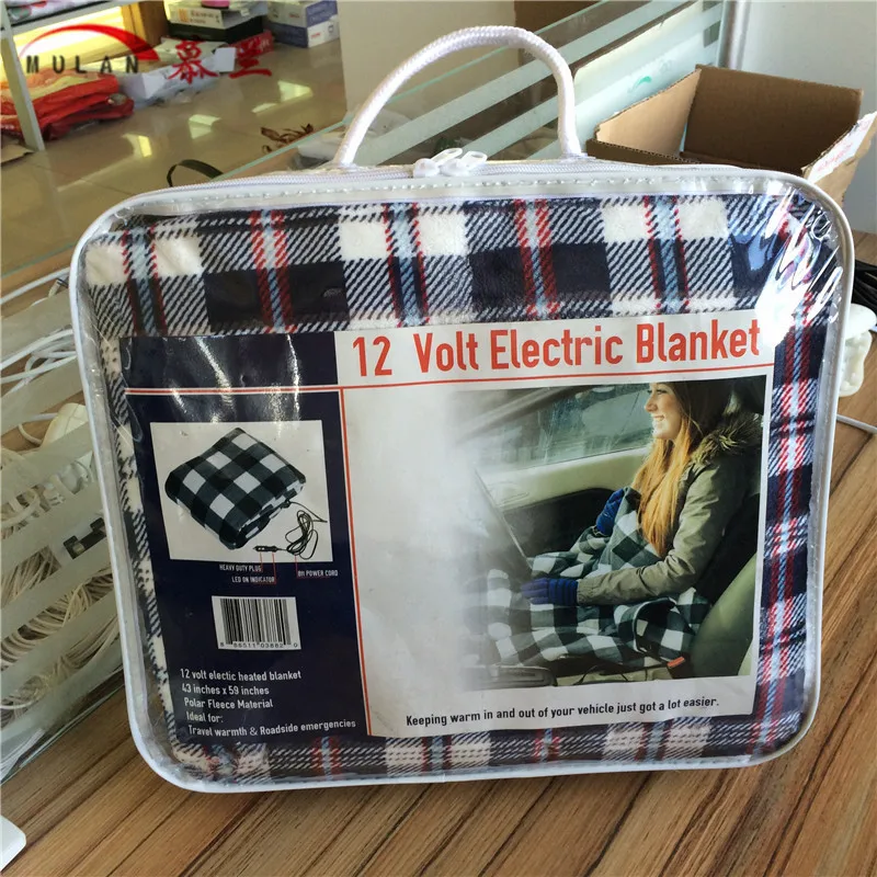 12 Volt Polar Fleece Electric Plaid Car Heated Blanket Buy Car
