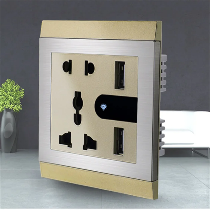 高品质 led 夜灯插座 2 usb 墙壁插座