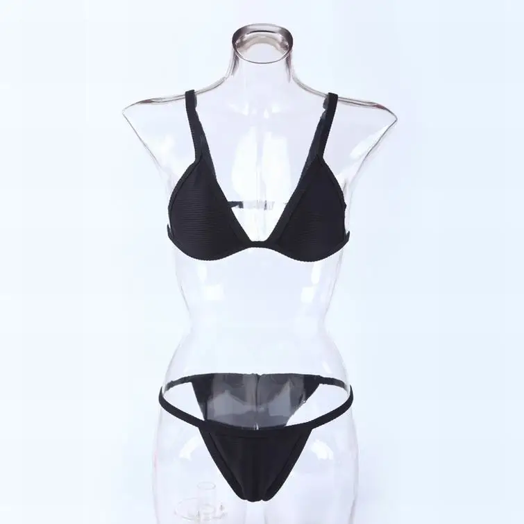 

Custom printed waterproof OEM ribbed fabric two pieces girl swimwear bikini sexy, Customized corlor