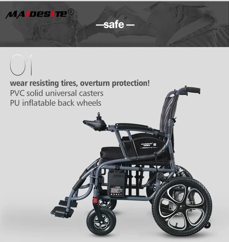 Leadacid Battery Power Handicapped Electric Wheelchair Folding Wheel