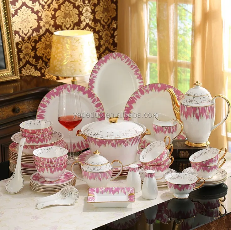 Conjunto De Louças De Luxoconjunto De 43 Peças De Talheres De Porcelana Prato E Tigela De Prato 0414