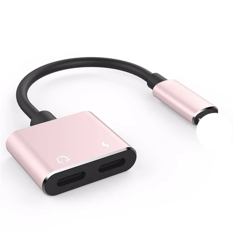 
2 in 1 Jack Charging Audio Adapter Double 8 pin Music or Call Headphone metal splitter Charger Converter for iPhone 8 IOS 12 