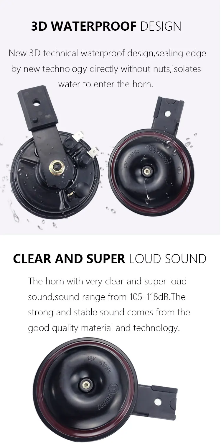 Universal Aftermarket Disc Horn Best Waterproof Extra Loud Car Horn Kit