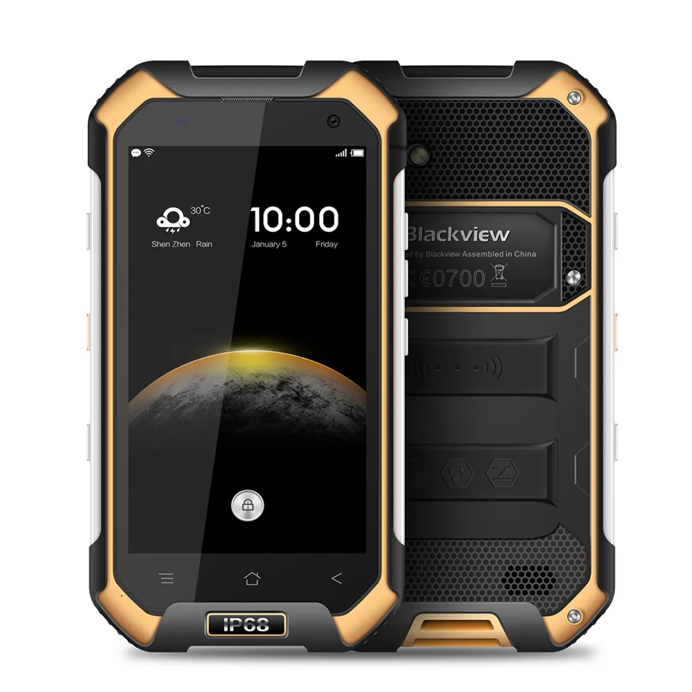 

Blackview BV6000 4.7IP68 Waterproof Shockproof Scratch-proof Rugged Phone MT6755 Octa Core Android 6.0 3G/ 32G 13.0MP NFC