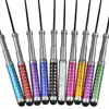 high quality earphone plug crystal retractable extendable Scalable touch screen stylus pen for ipad and other digital thing
