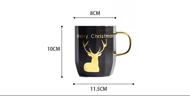 Чинабретт - 2018 Рождественский INS Gift Ceramic Black Coffee Cup Mug с золотистыми оленями для Coffee Cup Amazon Coffee Cup 19