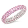 LOZRUNVE 925 Silver Three Row Broad Band Pink CZ Colored Stone Dome Ring
