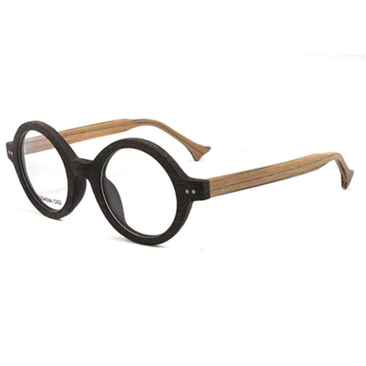 

Classic Round EyeGlass Handmade Brushed wood Optical Frames NO MOQ 46BG30010