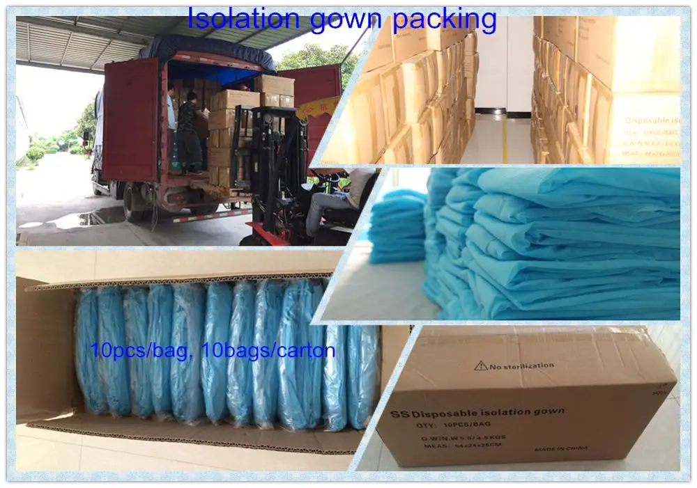 20gsm PP Disposable Isolation Gown 120*140cm Waterproof Spunbond Polypropylene Gown