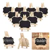 10pcs/lot Mini Wooden Triangle Stand Vertical Message Small Blackboard Crafts Decoration Office School Students Supplies