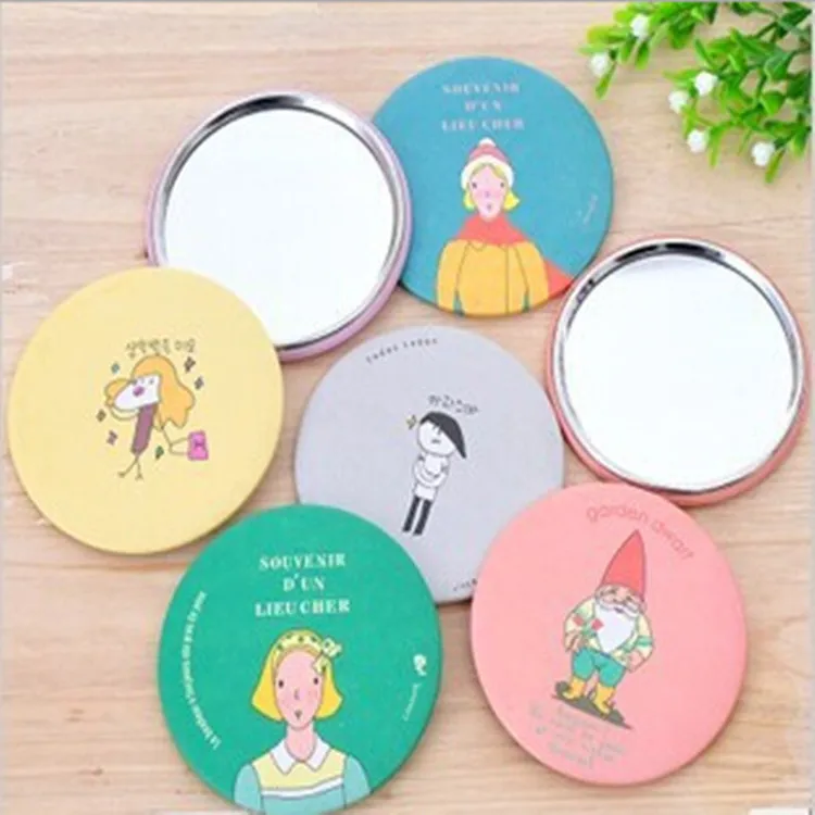 

High Quality Portable Professional Mini Small Cute Cartoon Pocket Mirror Hand Makeup Compact Mirrors, As the picture