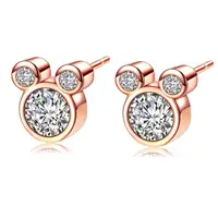 

Dazzling Mickey Stud Earrings For Women pink Zircon/ clear zircon Brincos Jewelry Bijoux Party dress accessories earrings