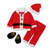 4PCS Christmas Santa Claus newborn boys girls New Year baby clothes Santa Christmas Tops Pants Hat Socks Outfit Set Costume