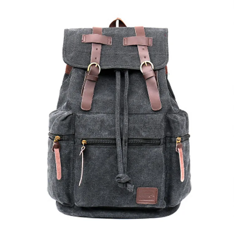 

Custom Vintage Canvas leather Backpack school,university travel casual laptop canvas vintage backpack manufacturer