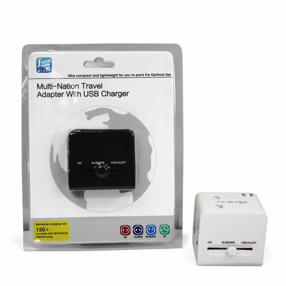 Orange Dual Usb Ports Travel Adapter For All Phones Worldwide,Universal