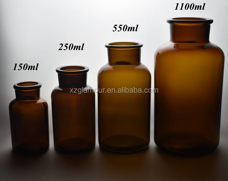 Brown Glass Chemical Reagent Bottle Wide Mouth Laboratory Amber Bottles