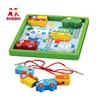 Children educational transport vehicle threading toy wooden lacing beads for kids 18M+