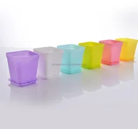 

7cm plastic square flower pot colorful pot