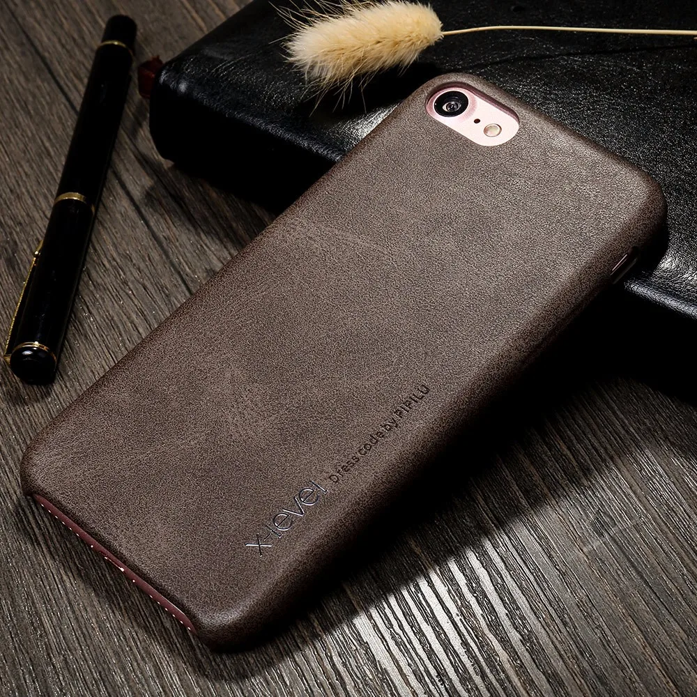 

[X-level] Free Shipping PU Leather Back Cover Case for iPhone 7 8 Online Wholesale, Black;light gold;dark brown;red and china red
