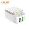 LDNIO Dual USB Port Home Charger Pin Plug Wall Adapter with LED Night Light Model: A2205