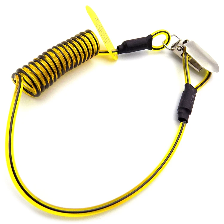 Yellow Pvc Coated Steel Wire Rope Safety Coiled Spring Tool Lanyard ...
