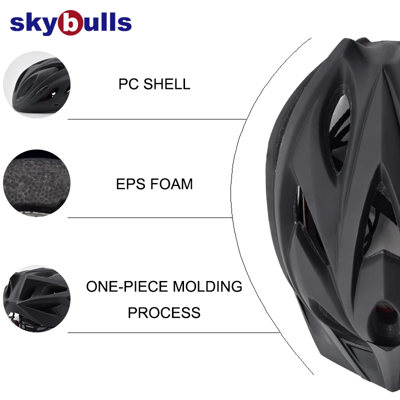 
skybulls 2019 bicycle helmet with sun visor ECE/CE certification mens black helmet 