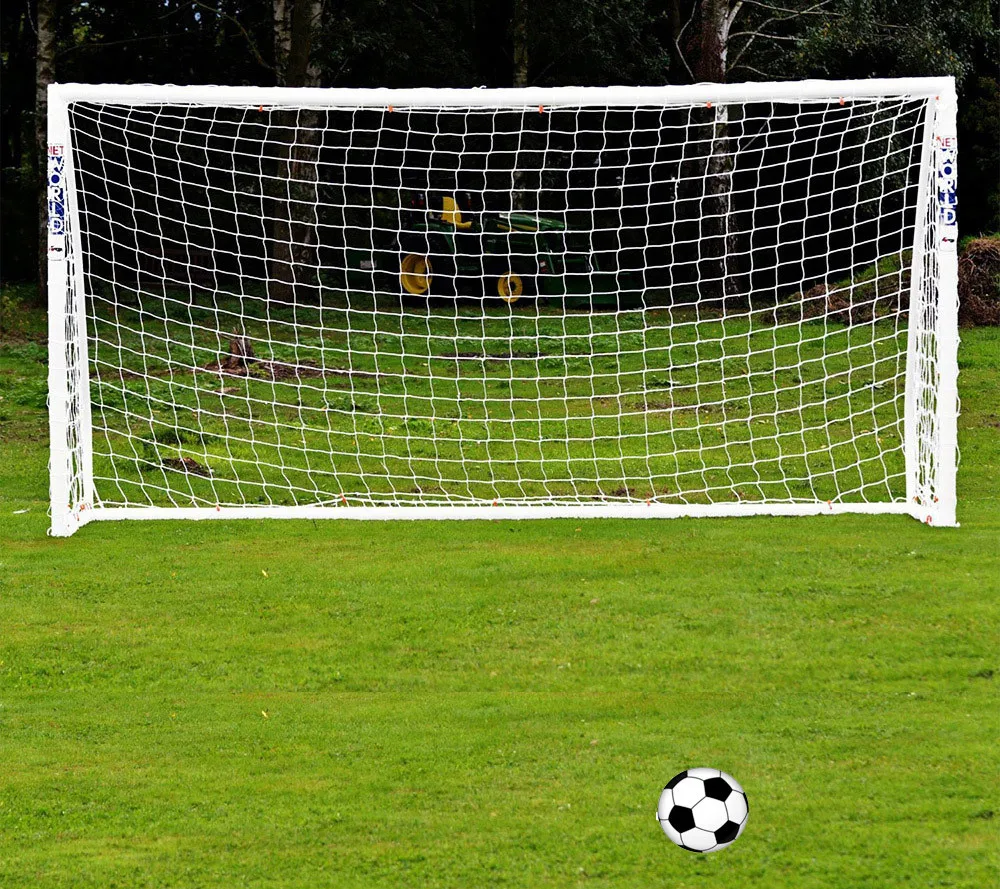 

Full Size 12 x 6FT Football Soccer Goal Post Net Sports Match Training Junior Polypropylene Fiber Goal Frame are not Included