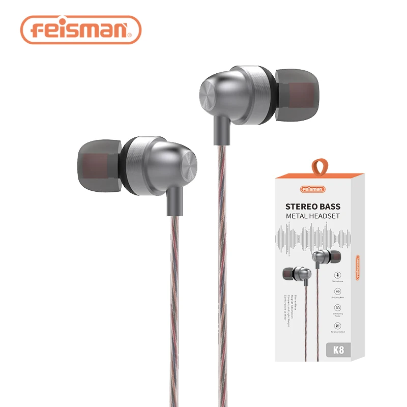 

Feisman In-Ear Ear Buds With Mic, Mobile Universal Stereo Noise Cancelling Wired Sport Earphones Headphones For iPhone Samsung, Gray;gold;rose gold