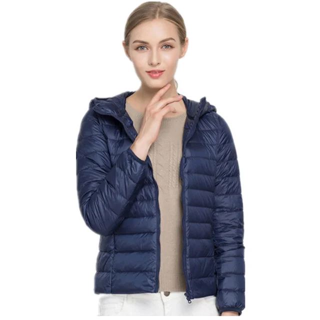 

2018 Brand New Designer Women Down Parkas 90% White Duck Down Ultra Light Jacket Winter Outwear Hooded Thin Coat, Customized