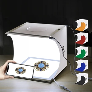 2019 new products PULUZ Mini LED light box photography wholesale OEM photo Studio Shooting Tent Box with 5 colors backdrops
