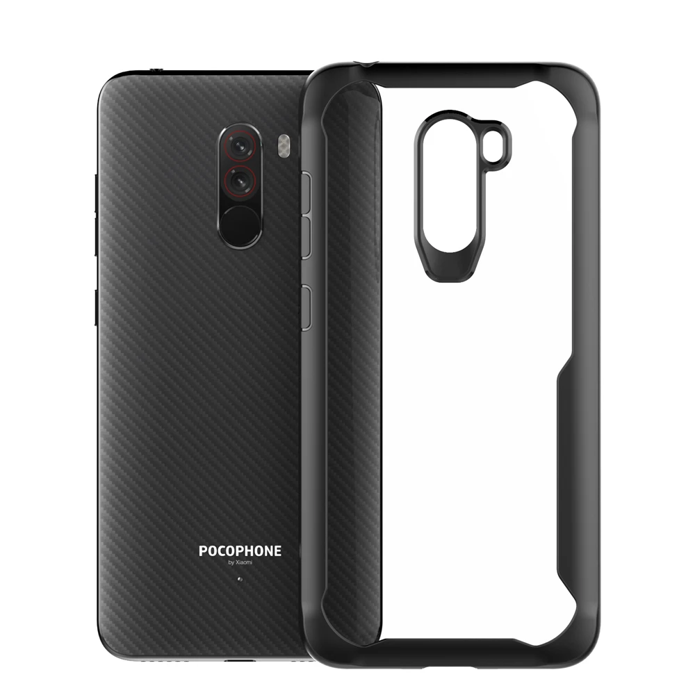 

Shockproof Ultrathin Hybrid TPU Clear Phone Case for PocoPhone F1 PC Back Cover, Black/red