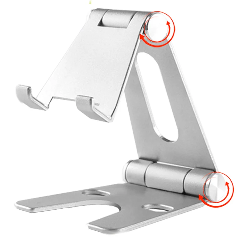 

Table universal silver multi angle adjustable aluminum alloy dual foldable smartphone stand mobile phone handy holder, Silver/golden/rose-gold/red/black