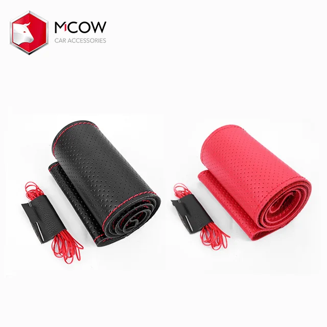 
Fashion Breathable Hand-stitched Hand Sewing Cow Leather Steering Wheel Cover 